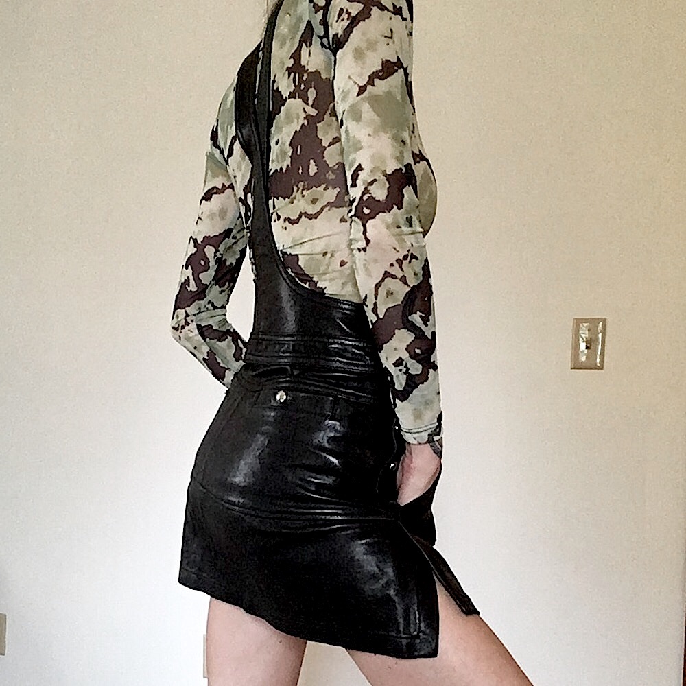 Leather Straps Mini Dress